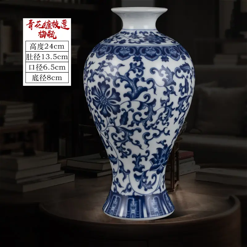 Ceramic vase chinoiserie blue and white porcelain home living room craft decoration ornaments floreros vases decor