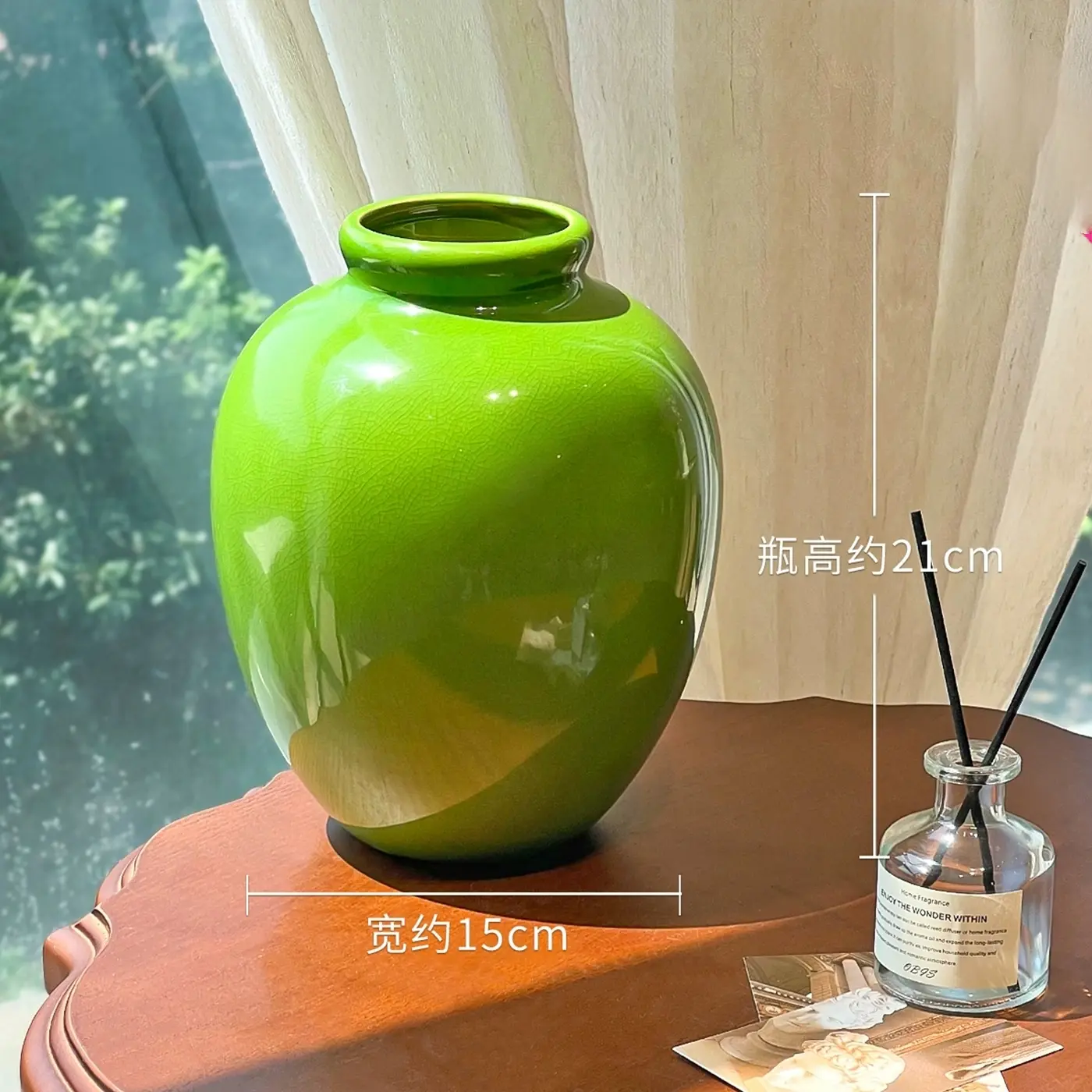 emerald green ice crackle ceramic vase accessible luxuryclassy living room dining table decoration flower arrangement ornaments