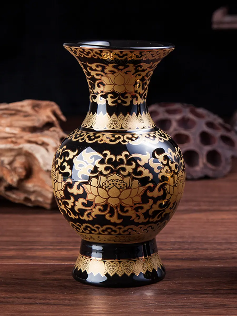 Black Ceramic Vase Buddhist Temple Supplies Living Room Bedroom Table Temple Sacrifice Home Decor Feng Shui Housewarming Gift