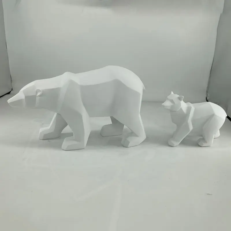 Modern Abstract Geometric Polar Bear Statue, Simple White Sculpture, Desktop Ornaments, Creative Decoration Gift, Home Decor