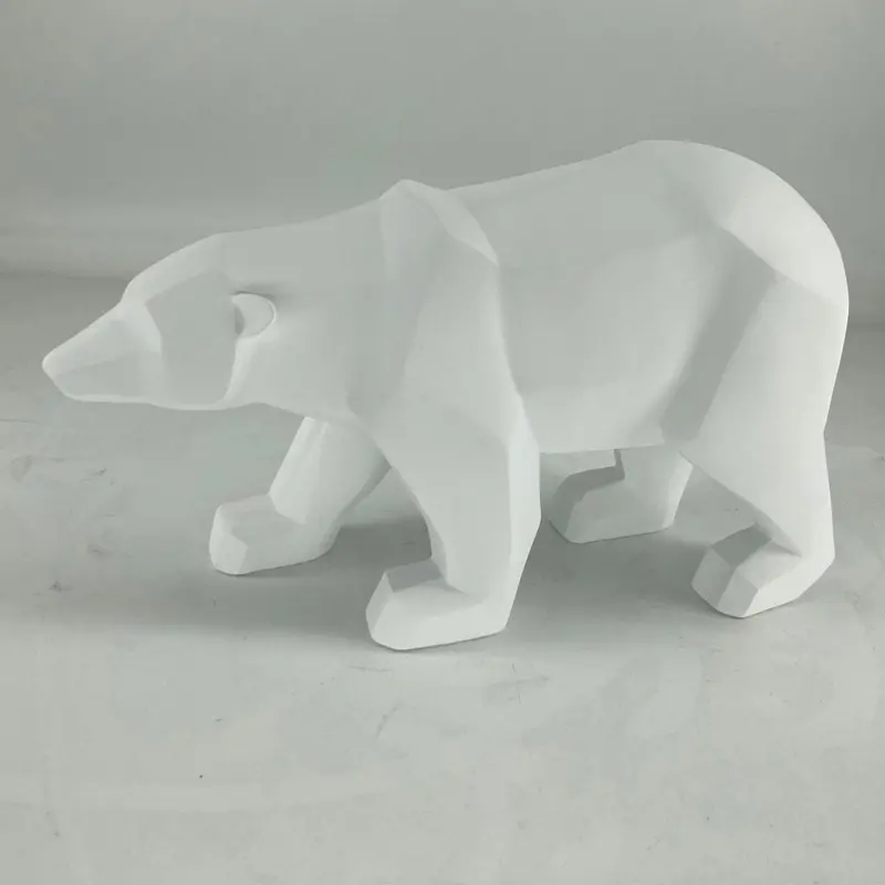 Modern Abstract Geometric Polar Bear Statue, Simple White Sculpture, Desktop Ornaments, Creative Decoration Gift, Home Decor
