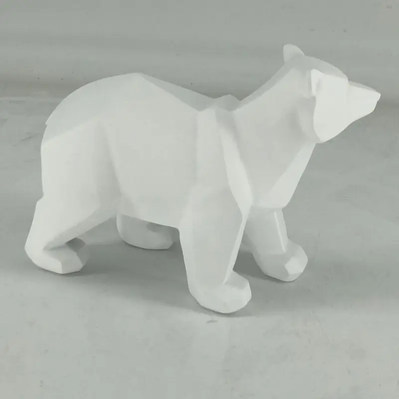 Modern Abstract Geometric Polar Bear Statue, Simple White Sculpture, Desktop Ornaments, Creative Decoration Gift, Home Decor