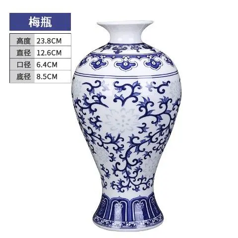 ceramics blue and white bone china egg-shell porcelain small vase flower arrangement modern living room curio shelves ornaments