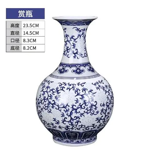 ceramics blue and white bone china egg-shell porcelain small vase flower arrangement modern living room curio shelves ornaments