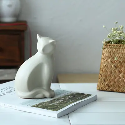 Ceramic Crafts Mini Cat Animal Statue Model Desktop Decoration Home Decor Ornaments Birthday Gift Festivals Present