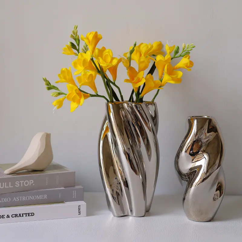 1pc Creative Abstract Hydroponics Vase, Ceramic Crafts, Home Decoration, Living Room, Bedroom, Study, Office, Green Plants