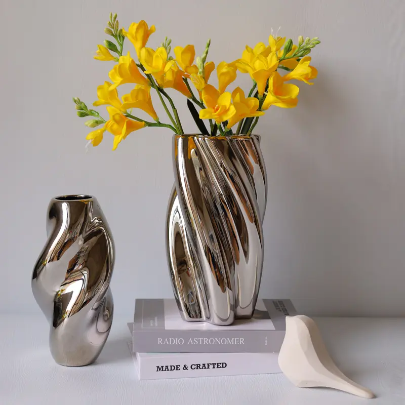 1pc Creative Abstract Hydroponics Vase, Ceramic Crafts, Home Decoration, Living Room, Bedroom, Study, Office, Green Plants