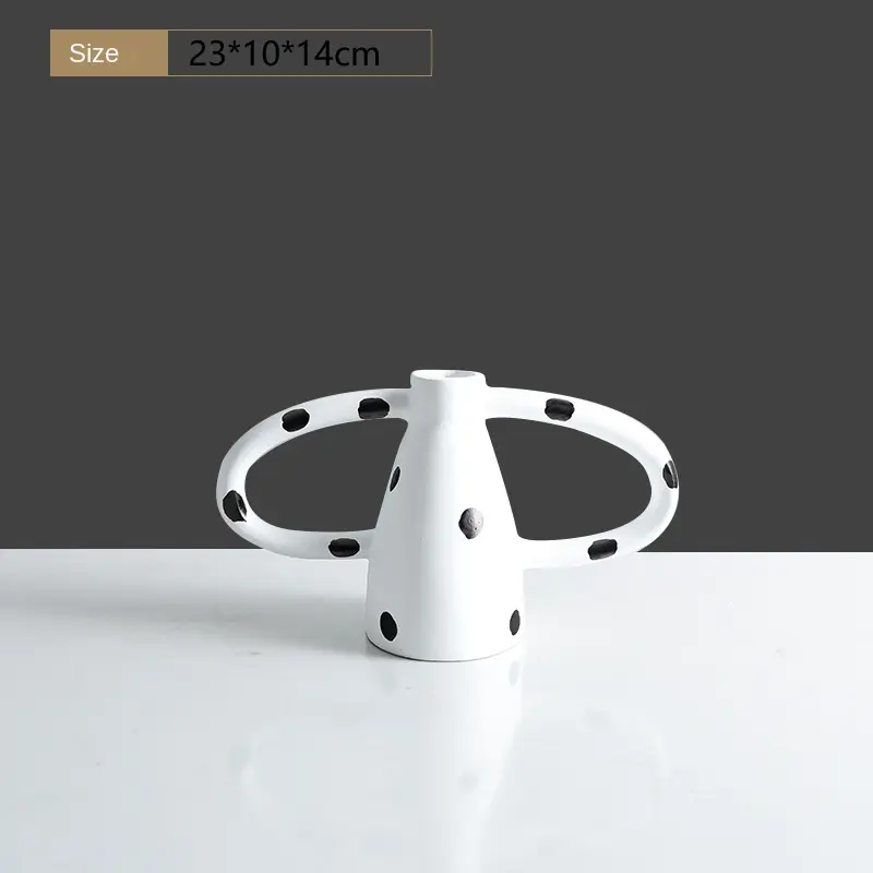 Black And White Polka Dot Double Ear Vase Decoration, Cave Style Homestay Sample Board Room Minimalist Flower Set