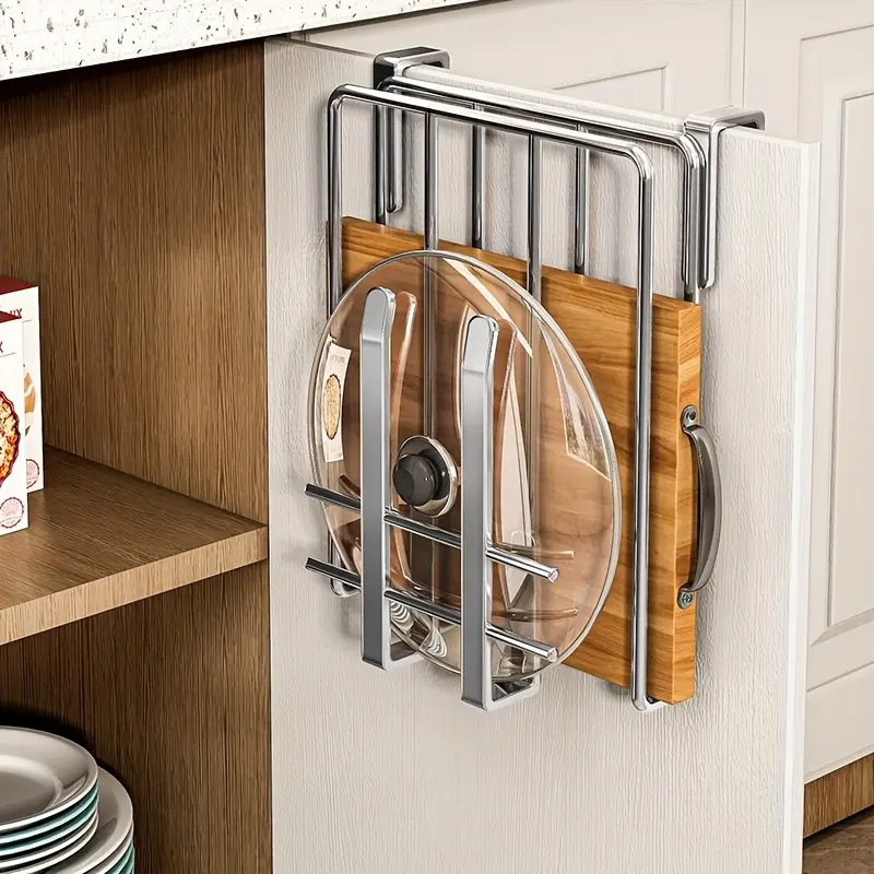 Under Cabinet Cutting Board Holder Stainless Steel Polished Cutting Board Rack Punch-free Smooth Cutting Board Hanger Board