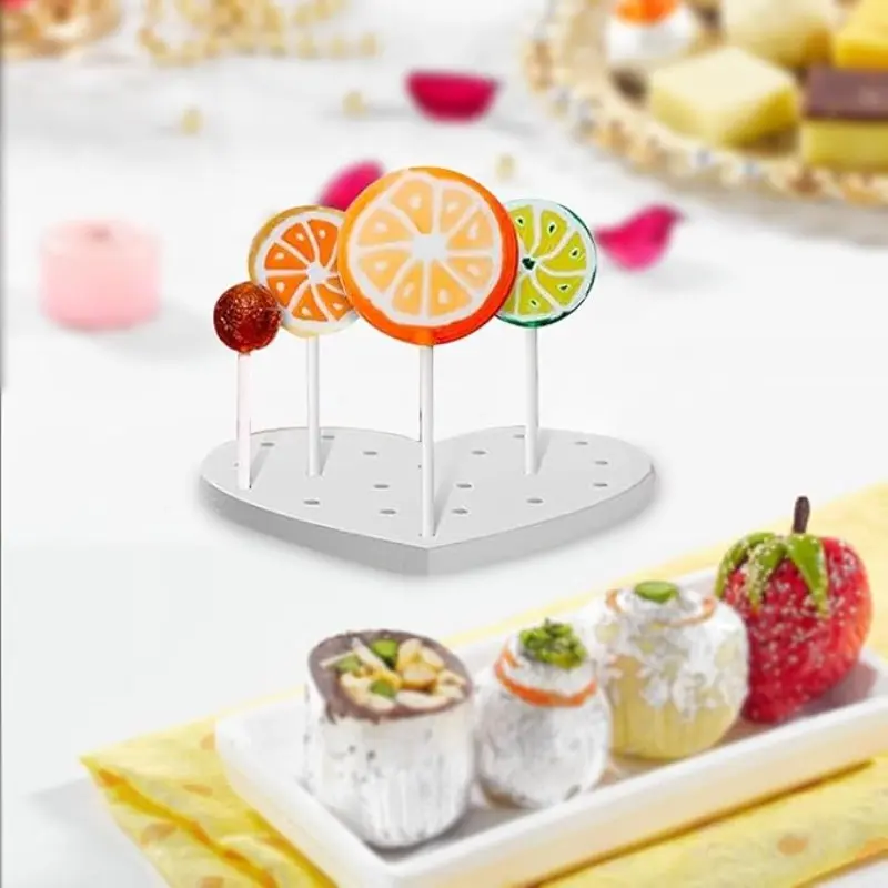 Lollipop Holder 2Pack Plastic Cake Pops Display Stand Holes Heart Shaped Display Stand Wedding Birthday Prom Candy Decoration