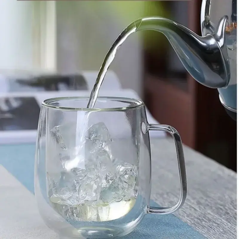 Double Wall Transparent Glass Coffee Cup Heat Resistant High Borosilicate for Bar Tea Milk Juice Water Espresso Shot Glass