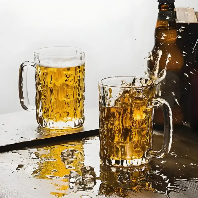 2PCS Glass Beer Cup Whiskey Cups Drinkware Kitchen Glasses for Cocktail Breakfast Milk Iced Coffee Water Household Wine Glass