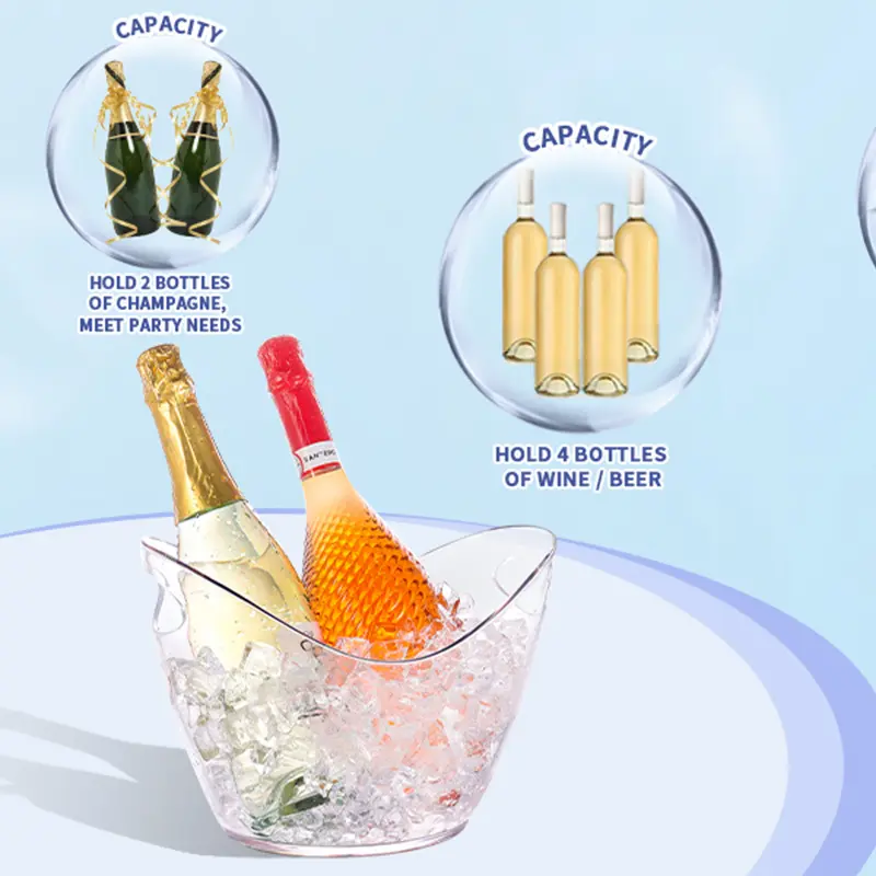 Transparent Ice Storage Bucket Beer Wine Bucket Bar Ice Bucket Container Champagne Can Wine Champagne Chiller for Family Reunion