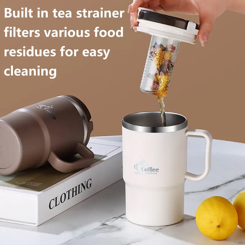550ML Stainless Steel Insulated Coffee Mug with Lid & Spoon for Office, Students, Sports & Outdoor Activities Coffee Travel Mug