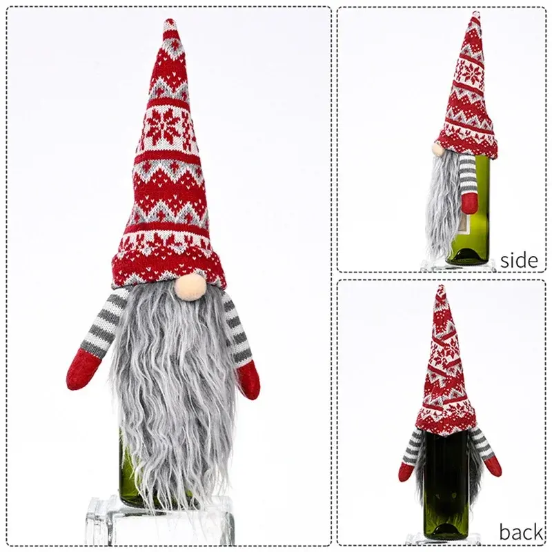 Merry Christmas Gnome doll Wine Bottle Cover Navidad Decor for Home Faceless doll Wine Bottle Bag Dining Table Decor Xmas Gift