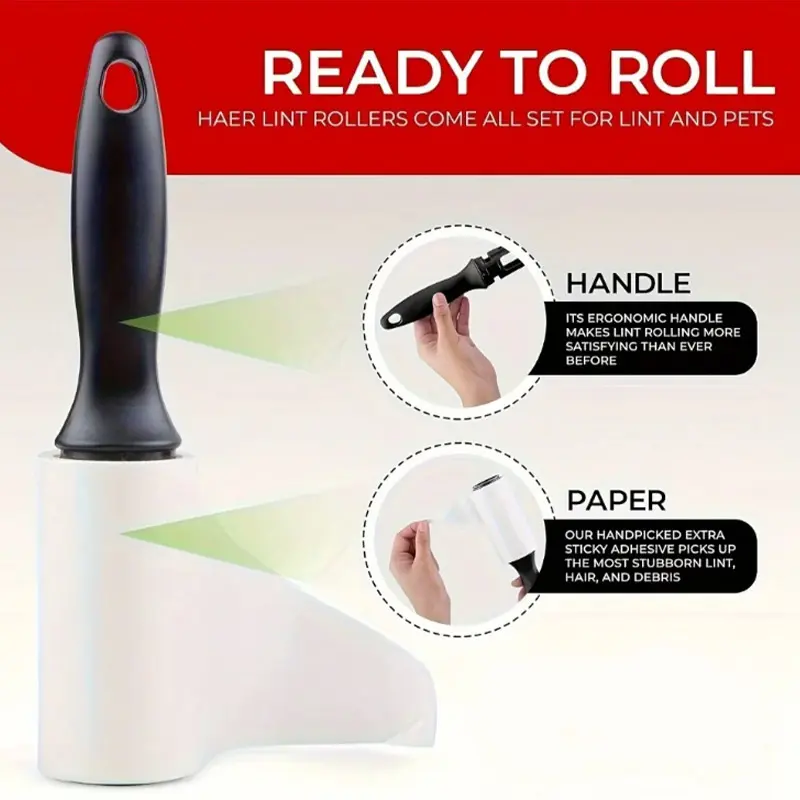 40/60pcs Disposable Tear Sticky Roller Pet Drum Type Hair Cleaning Clothes Hair Removal Brush Dust Removal Brush Cleaning Tool
