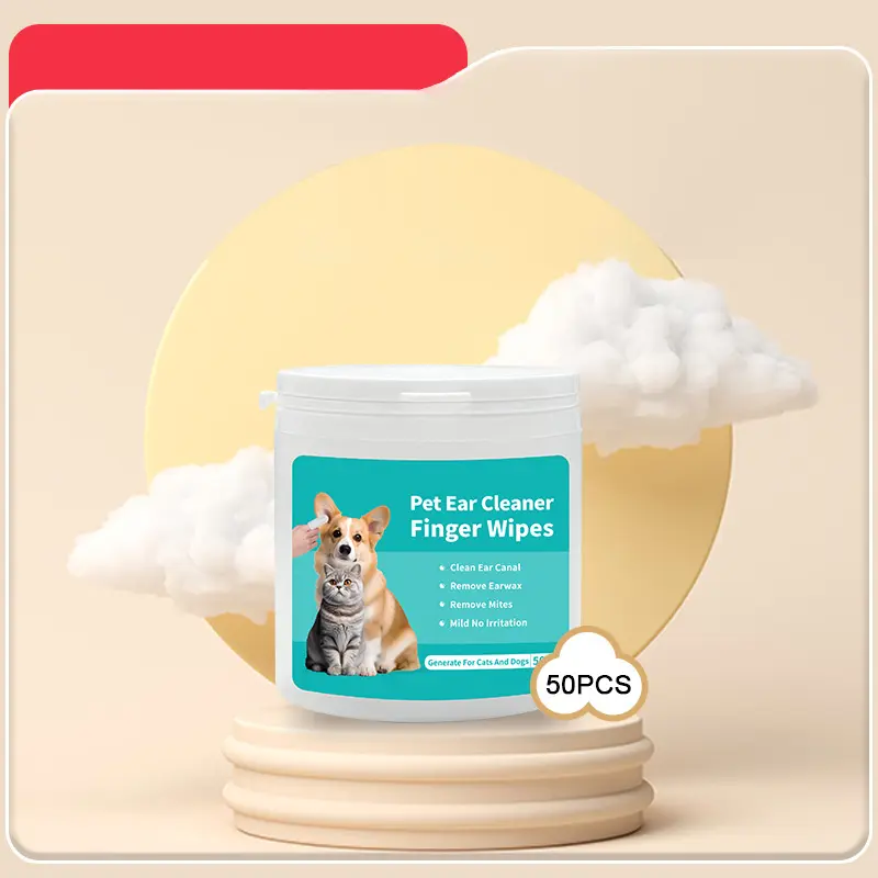 50pcs Pet Ear Cleaning Wipes Disposable Ear Care Finger Cots Wet Wipes Convenient Pet Ear Tear Stains Foot Cleaning Wet Wipes