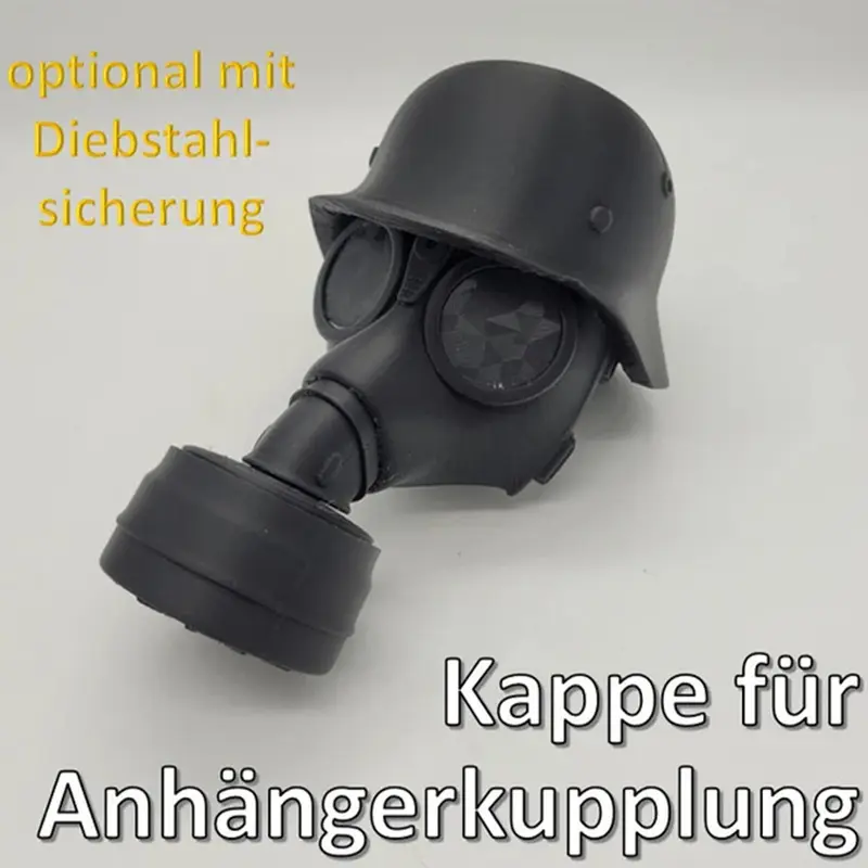 3D Printed Trailer Hitch Ball Cover With Steel Helmet And Gas Mask Trailer Hitch Cover Prevent Dust Plug Cover Car Accessories