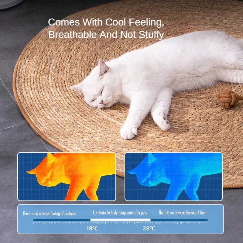 Hand Woven Rattan Cat Puppy Nest Kitten Scratching Mat Cotton Rope Washable Pet Cat Litter Round Cat Scratching Board