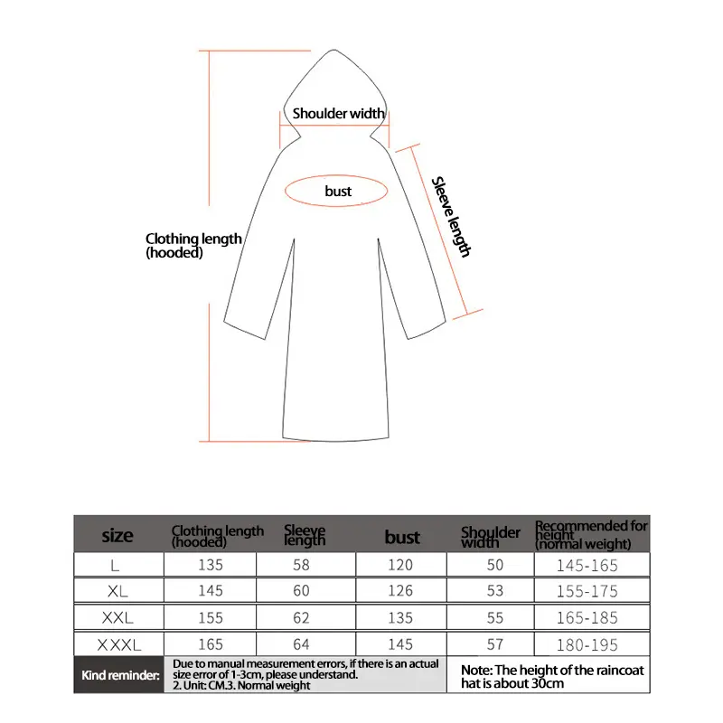 Adult Waterproof Raincoat Outdoor Cycling Hiking Long Men Women Raincoat Black Fashion