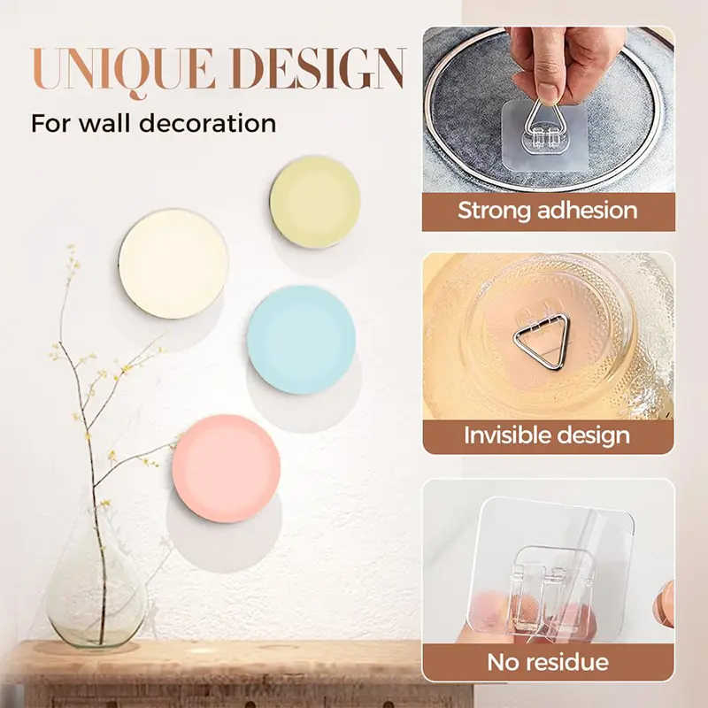 20pcs Triangular Hook Wall Hangers Self-adhesive Hanging Plates Hanging Wall Panels Picture Frames Art Hanging Vertical Hooks