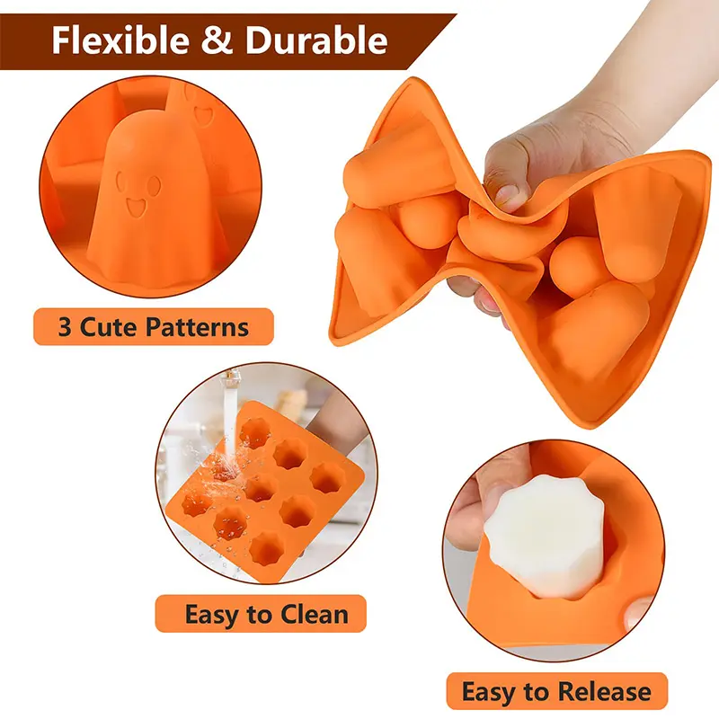 Halloween Ghost Silicone Ice Making Mold Pudding Biscuit Small Snack Baking Mold Kitchen Crafts Children Festival Surprise Gift