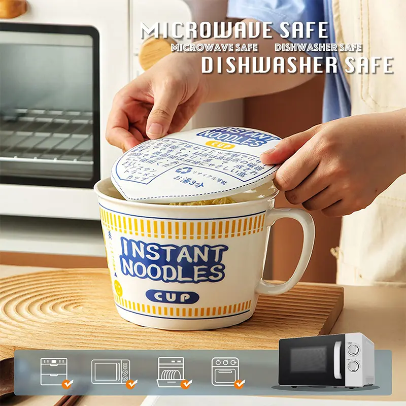 Ceramics Lamian Noodles Bowl Mug Soup Bowl Italian Pasta Bowl Instant Noodle Office College Student Dormitories Cookware Bowl