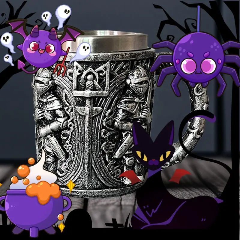 New Halloween Retro Skull Water Cup Coffee Cup Home Decoration Standing Knight Desktop Ornament Mug Commemorative Couple Gift