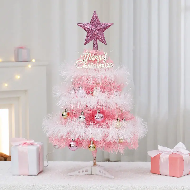 Mini Pink Christmas Tree 45cm/60cm Christmas Decorations With Decorations And Top Fashionable Festival Desktop Ornament Gifts