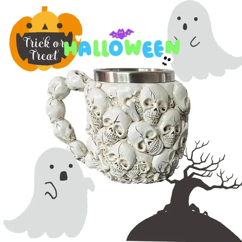 New Halloween Retro Skull Water Cup Coffee Cup Home Decoration Standing Knight Desktop Ornament Mug Commemorative Couple Gift