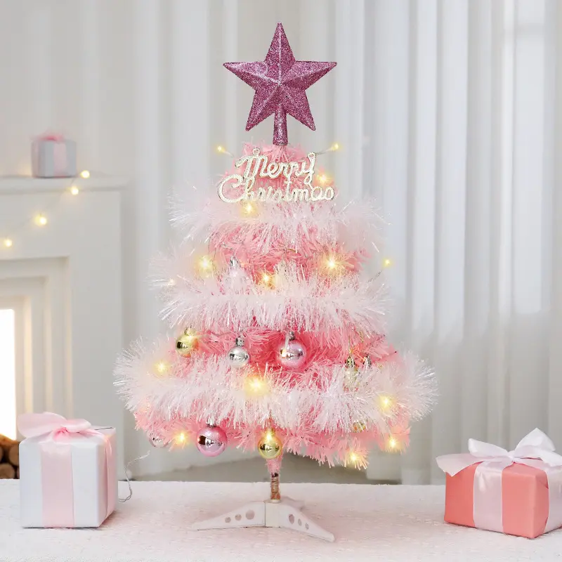 Mini Pink Christmas Tree 45cm/60cm Christmas Decorations With Decorations And Top Fashionable Festival Desktop Ornament Gifts