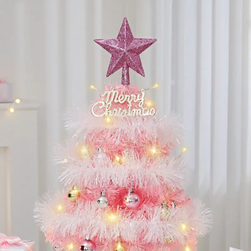Mini Pink Christmas Tree 45cm/60cm Christmas Decorations With Decorations And Top Fashionable Festival Desktop Ornament Gifts