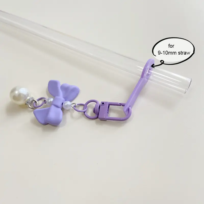 Cute Pearl Bow Straw Charm For Stanley Cup 30/40 oz Straw Tumbler Accessories Kawaii Pendent Chain Decor For 9-10 mm Straws