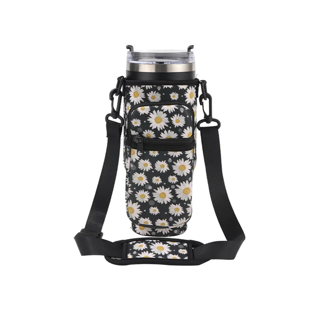 Kawaii Daisy Water Bottle Holder With Strap Pocket For Stanley Cup 40oz Accessories Cute Tumbler Bag Carrier Bag Cup Sleeve