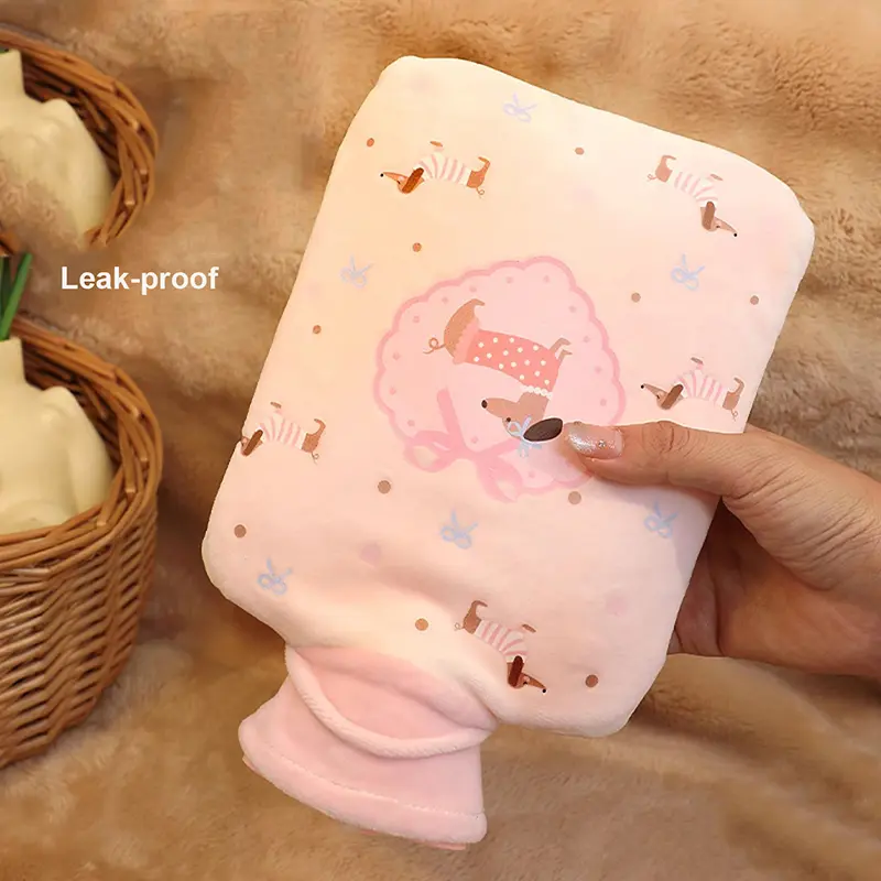 Cute Hot Water Bag With Cover 500/1000ml Plush Rubber Hand Belly Feet Warmer Kawaii Insulating Hot Water Bag for Women Periods