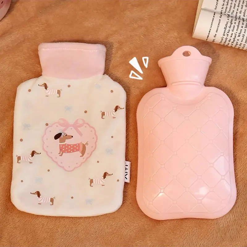 Cute Hot Water Bag With Cover 500/1000ml Plush Rubber Hand Belly Feet Warmer Kawaii Insulating Hot Water Bag for Women Periods