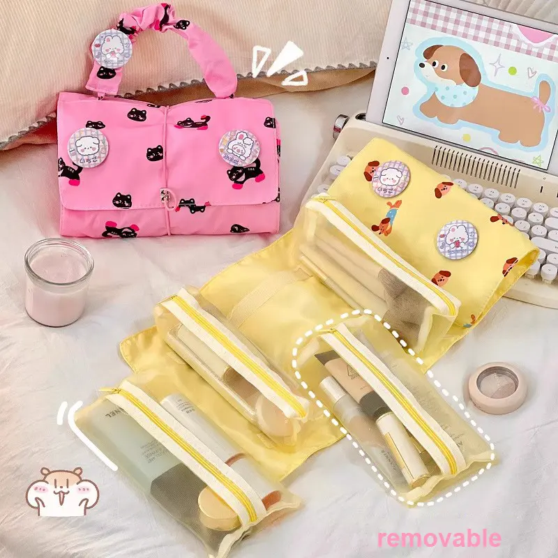 Kawaii Cat Makeup Bag Pouches Cute Large Puppy Cosmetic Bag For Women Korean Travel Organizer Portable Storage Bags Girl Gift