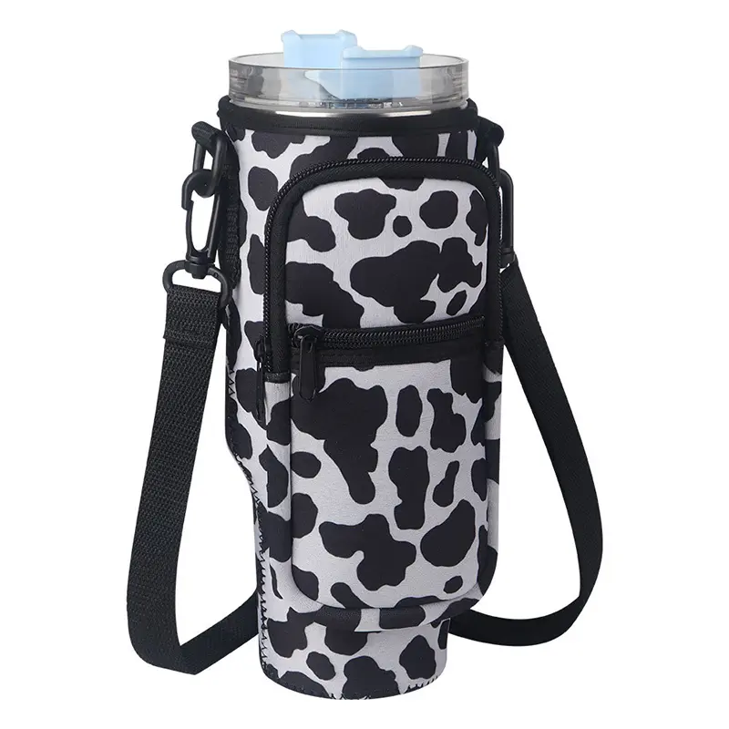 Cute Water Bottle Holder With Strap Phone Pocket For Stanley 40 oz Tumbler Sleeve Carrier Bag Pouch For Stanley Accessories
