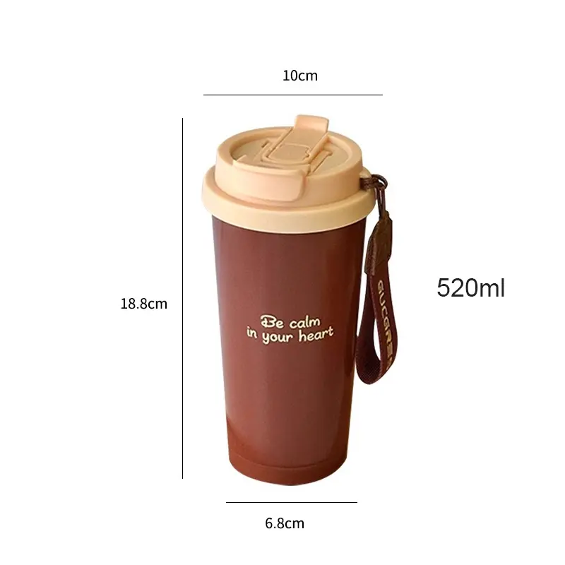 Luxury Thermal Coffee Cups Ceramic Tumbler Portable Water Bottle With Straw Stainless Steel Tea Thermos Bottle Women Men Gift