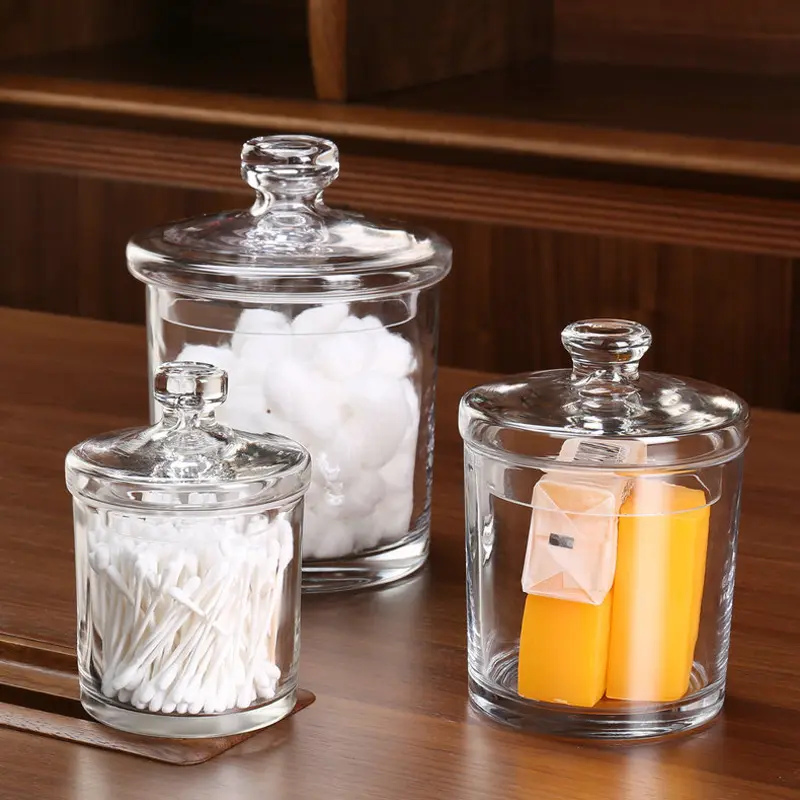 Thickened European Glass Tank Storage Tank Transparent Candy Tank Kitchen Storage Tank Sanitary Swab Storage Tank Accessories