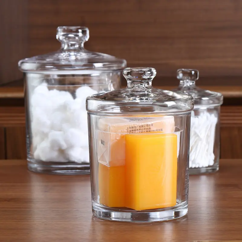 Thickened European Glass Tank Storage Tank Transparent Candy Tank Kitchen Storage Tank Sanitary Swab Storage Tank Accessories