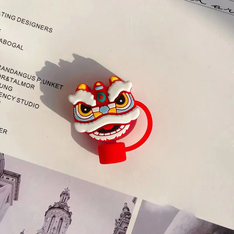 Cute Straw Cover Cap For Stanley Cup Accessories Kawaii Silicone Straw Stopper Animal Tumbler Decor Charm For 10mm Straws 1pc
