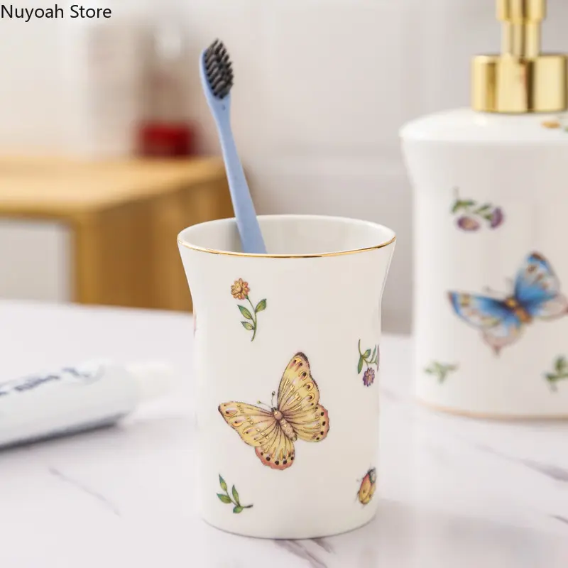 Bathroom Supplies Ceramic Lotion Bottle Household Bathroom Five-piece Set European Style Light Luxury Bathroom Decoration
