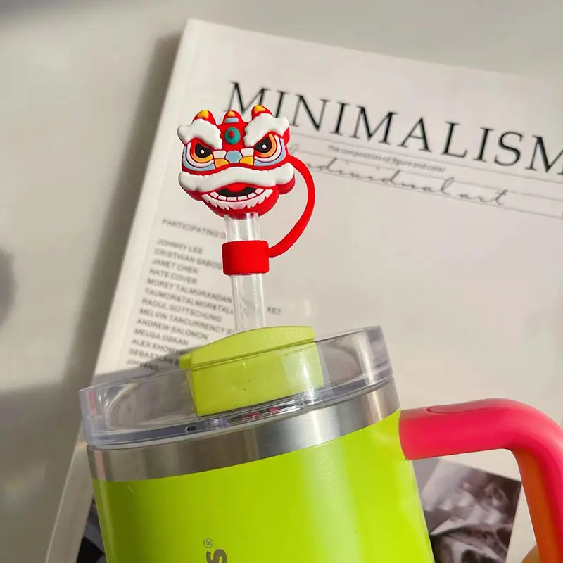 Cute Straw Cover Cap For Stanley Cup Accessories Kawaii Silicone Straw Stopper Animal Tumbler Decor Charm For 10mm Straws 1pc