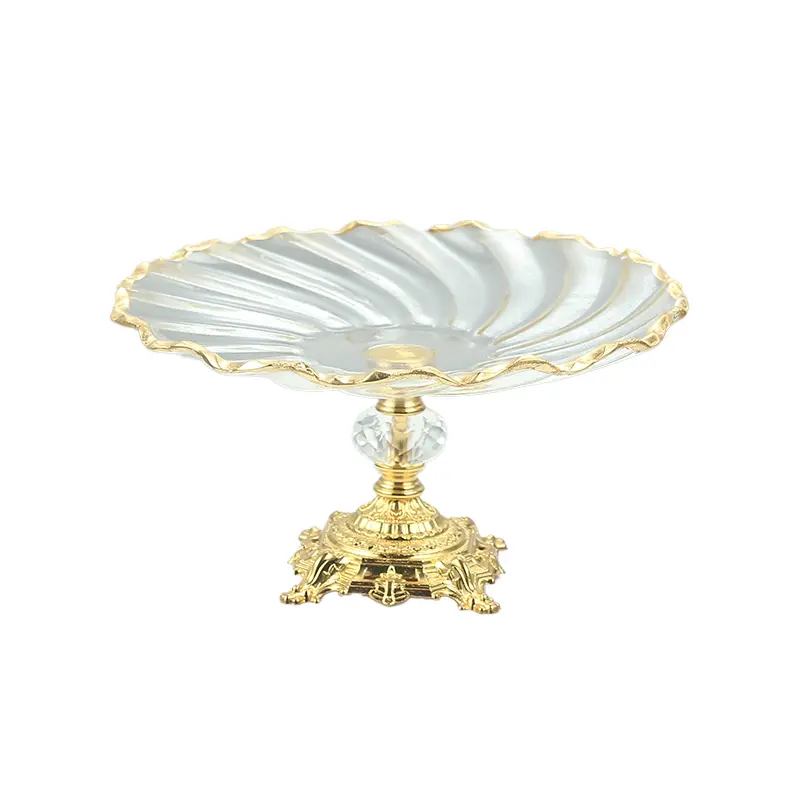 European Style Light Luxury High Footed Fruit Display Tray Living Room Home Bread Pastry Snack Tray Cake Tray Home Decoration