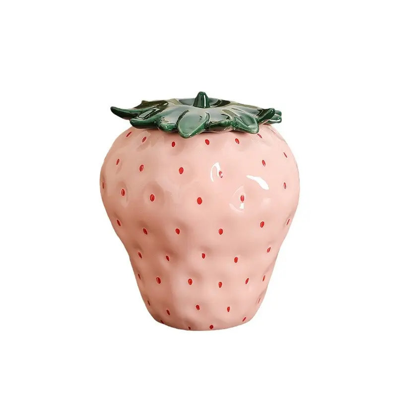 Modern Strawberry Ceramic Tea Caddy Special-shaped Abstract Decoration Jar Moisture-proof Sealed Jar Crafts Gift Home Decoration