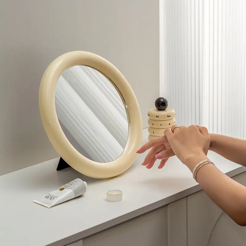 Nordic Round Glass Mirror Home Wall Mirror Desktop Mirror Portable Toilet Mirror Bathroom Decoration Accessories Home Decoration