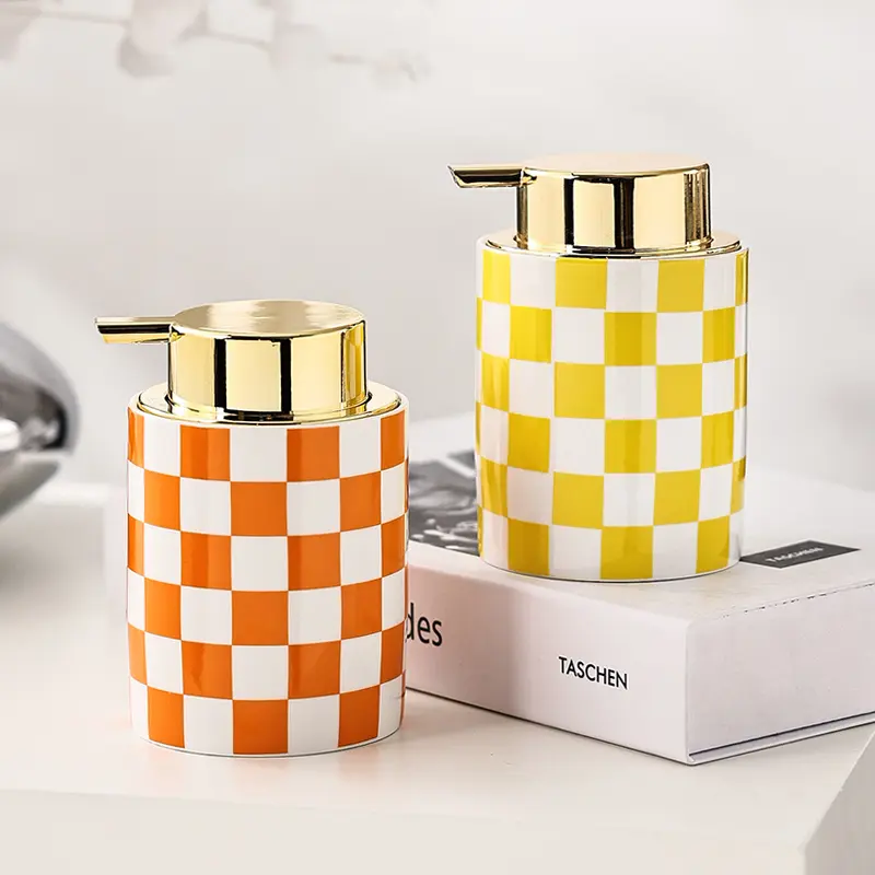 Bathroom Supplies Ceramic Emulsion Bottle Square Soap Dispenser Shower Gel Bottle Shampoo Press Bottle Bathroom Decoration 350ML