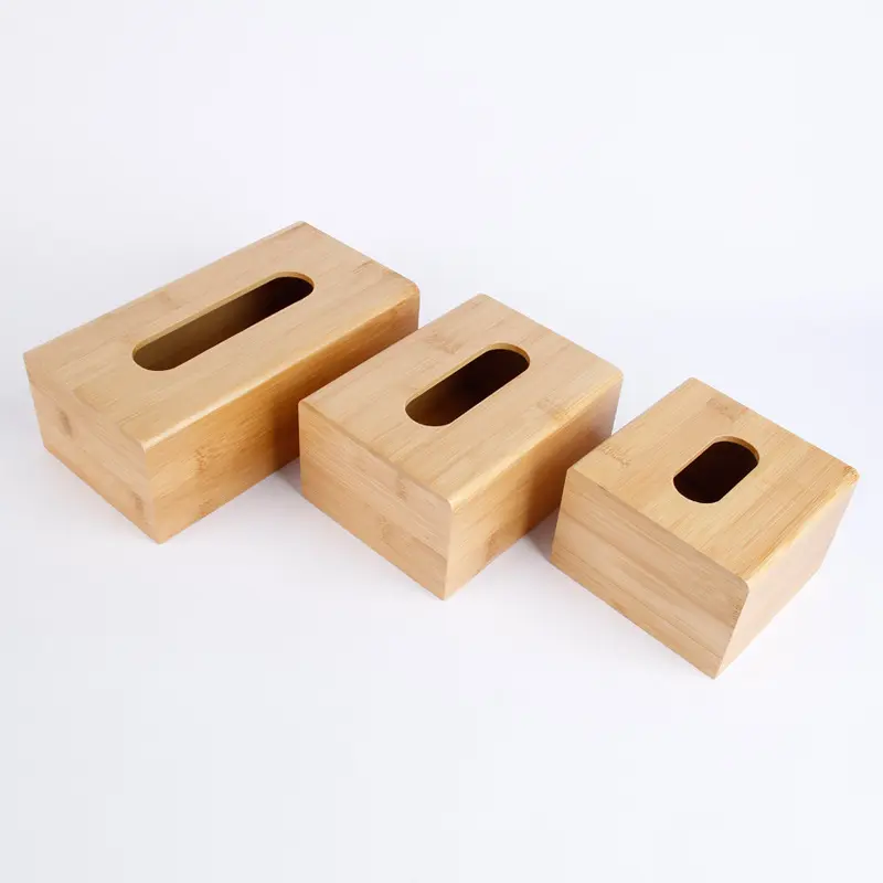 European-style Bamboo Tissue Box Square Rectangular Paper Box Restaurant Hotel Wooden Storage Box Living Room Decoration