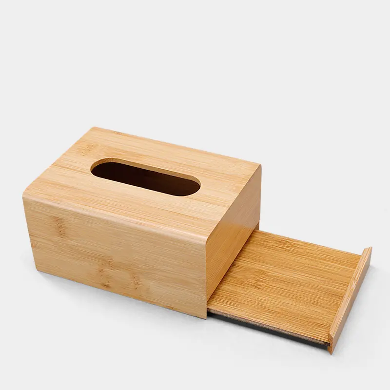 European-style Bamboo Tissue Box Square Rectangular Paper Box Restaurant Hotel Wooden Storage Box Living Room Decoration
